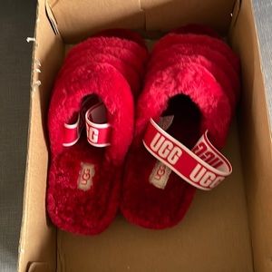 Red slipper UGG slides